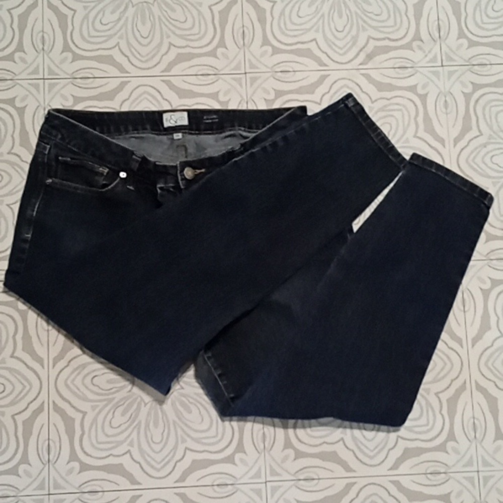 Womens Cotton Blue Jeans Sz 14s   Jegging Dark Wash Denim Mid Rise Straight Leg
